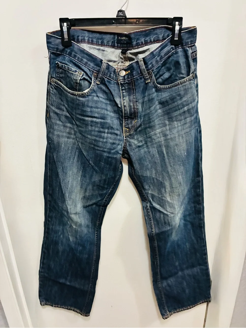 Banana Republic Men’s Straight Leg Blue Jeans - Classic Indigo Distressed